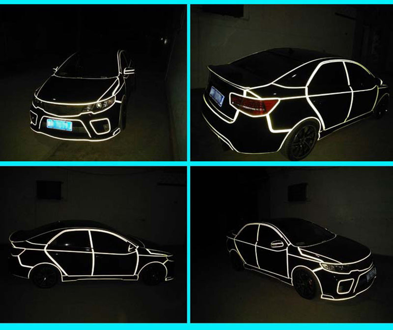 Black Car-styling Night Magic Reflective Tape 1cm*5m Automotive Body Motorcycle Decoration for kia bmw ford renault Sticker