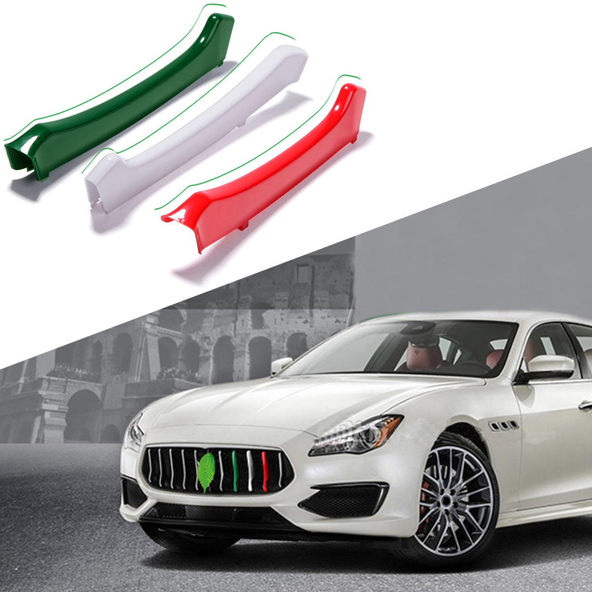 Tomato M Color ABS Car Front Grill Grille Cover Clip Trim Moulding Trim Strip for Maserati Ghibli 2014-2017