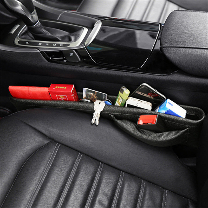 Leather Car Seat Crevice Storage Bag Seat Gap Filler Pocket Organizer Caddy Catcher Box - Auto GoShop