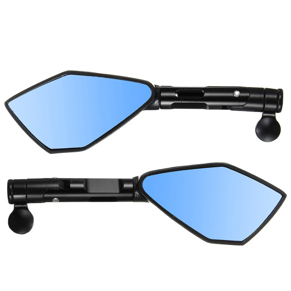 Light Sky Blue Pair 8mm/10mm Motorcycle Rearview Mirrors Triangle CNC Aluminum