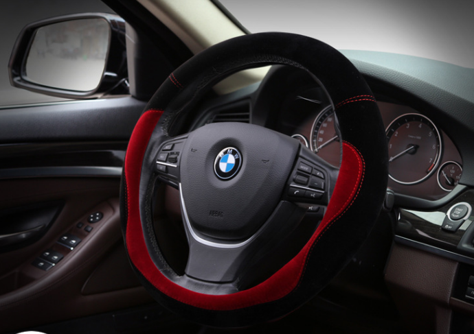 Plush steering wheel cover flocking warm car handle - Auto GoShop