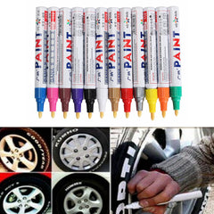 12pcs Color Tyre Permanent Paint Pen Tire Metal Outdoor Marking Ink Marker Trendy - Auto GoShop