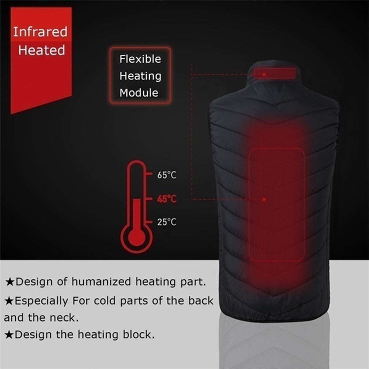 Dark Red USB Security Three-speed Thermostat Electric Vest Camouflage Outdoor Sports Warm