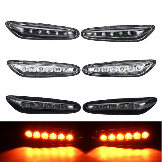 Dark Red LED Side Marker Indicator Lights Repeaters Lamps Yellow Pair for BMW E46 E60 E81 E83 E87 E90 E91