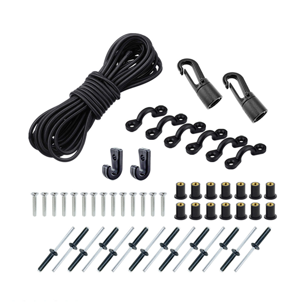 Black BSET MATEL Marine Products Expanded Deck Rigging Kit Accessory Elastic Rope Bungee Nylon C and Buckle For Kayaks Canoes Boat Accessories