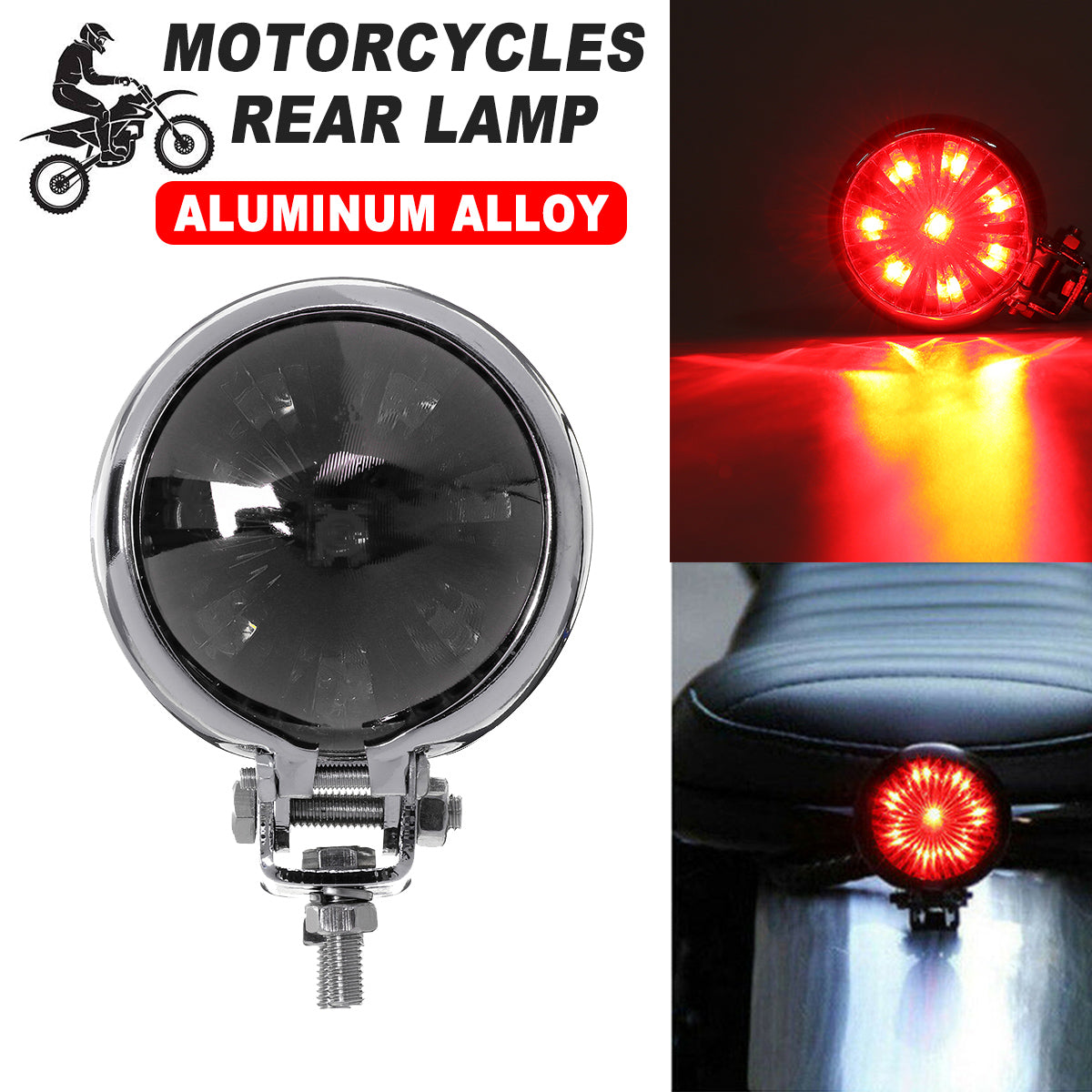 Orange Red Universally Motorcycles Rear Lamp Aluminum Alloy LED Retro Signal Lamp