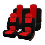 Universal Car Seat Covers Protector Full Set Steel Ring Wheel Cover Belt Pad Red Black - Auto GoShop