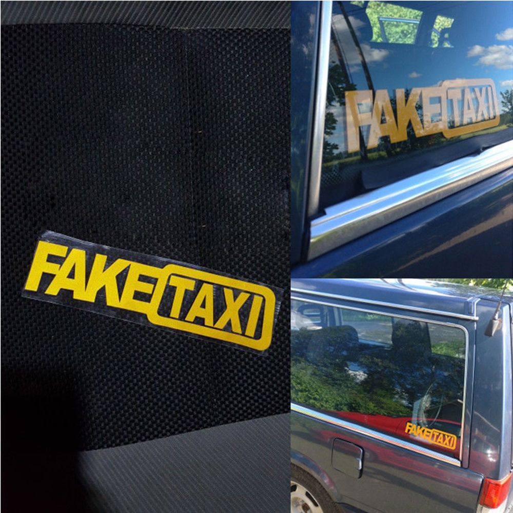 Black Fake taxi drift sign funny car sticker (Yellow)
