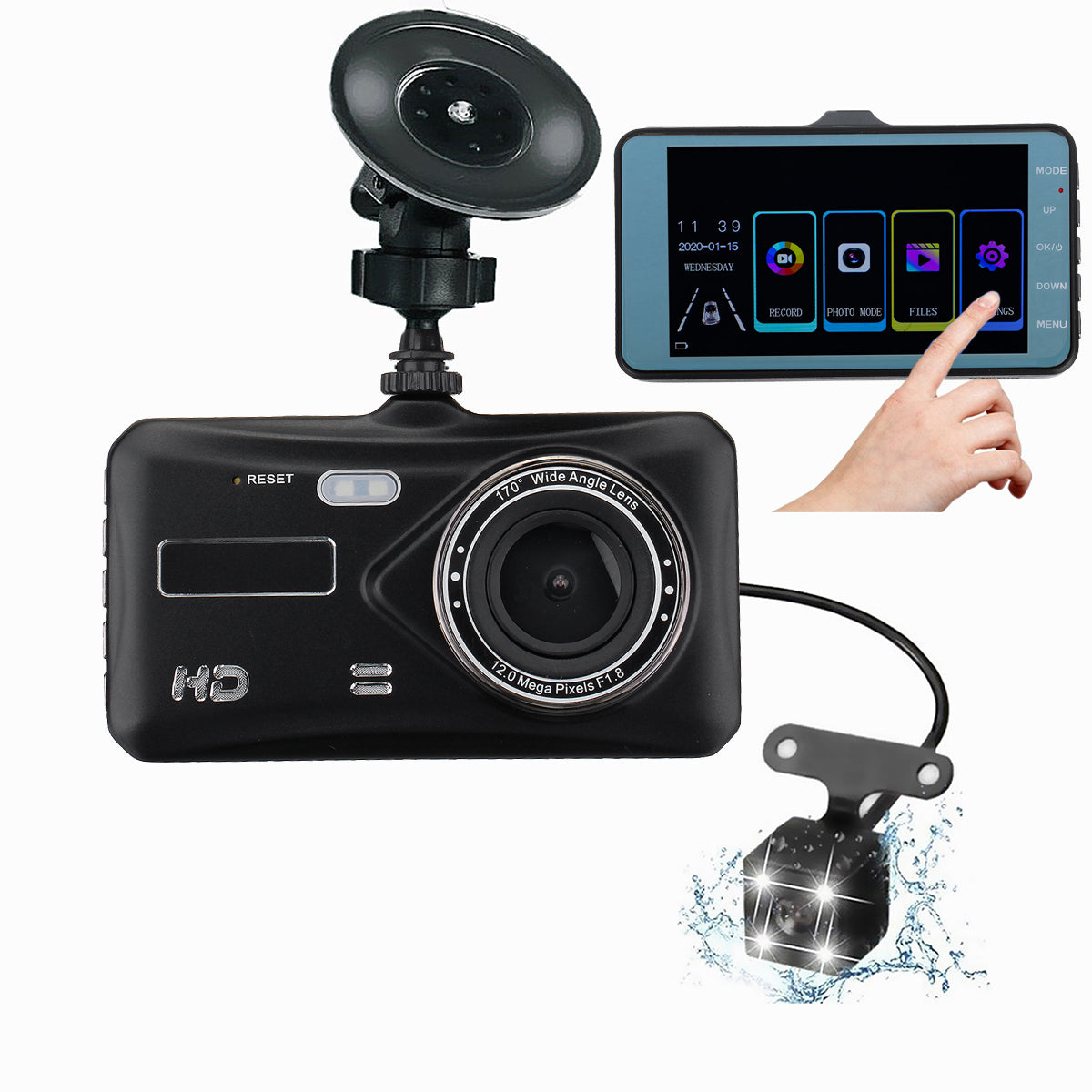 Black 4" 170° View 1080P HD Dual Lens Car DVR G-sensor Dash Cam Video Recorder Camera