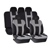Black Universal Car Seat Covers Front Rear Protectors 9 Piece Set Washable Grey&Black