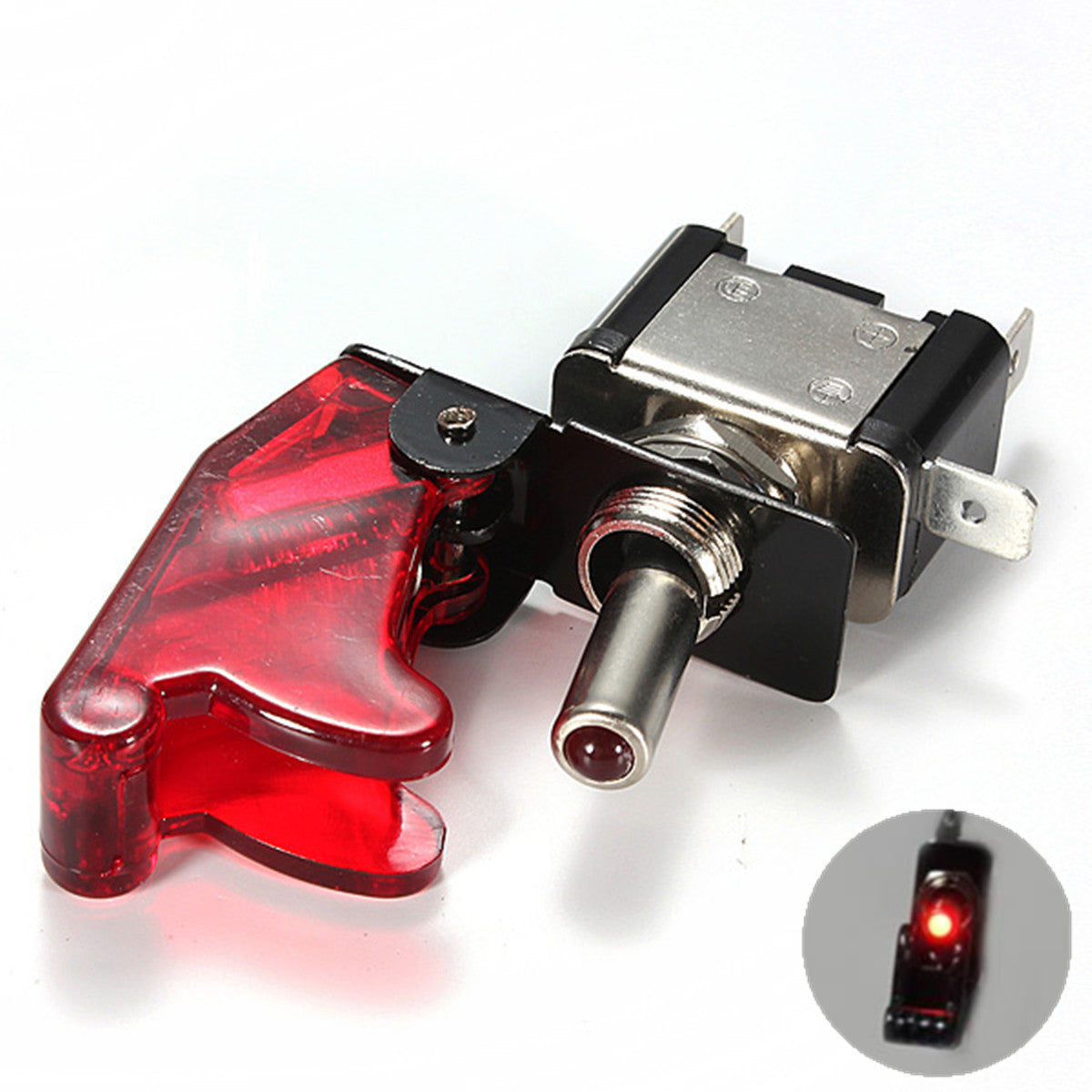 Maroon Car SPST Toggle Rocker Switch Control LED Indicator Light 12V 20A On Off Switch with Cover