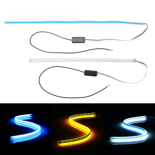 Ghost White 45cm/60cm Sequential LED Strip Light Turn Signal Switchback Indicator DRL Daytime Running Lights