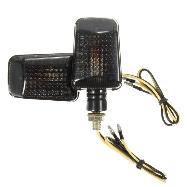 Dark Slate Gray Pair 12V Motorcycle Mini Turn Signal Lights Indicators Lamps