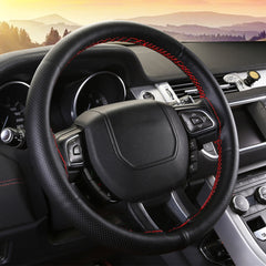 Black Red Line Car With Hand Sewing Steering Wheel Set Car Steering Wheel Covers - Auto GoShop