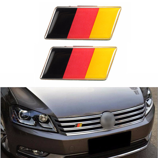 2Pcs Aluminium German Germany Flag Badge Grille Emblem Decal Universal Decoration - Auto GoShop