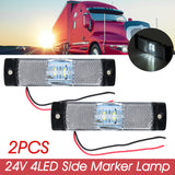 Dark Gray 2PCS 24V 4 LED Front Side Marker Lights Position Lamp For Car Truck Trailer Lorry