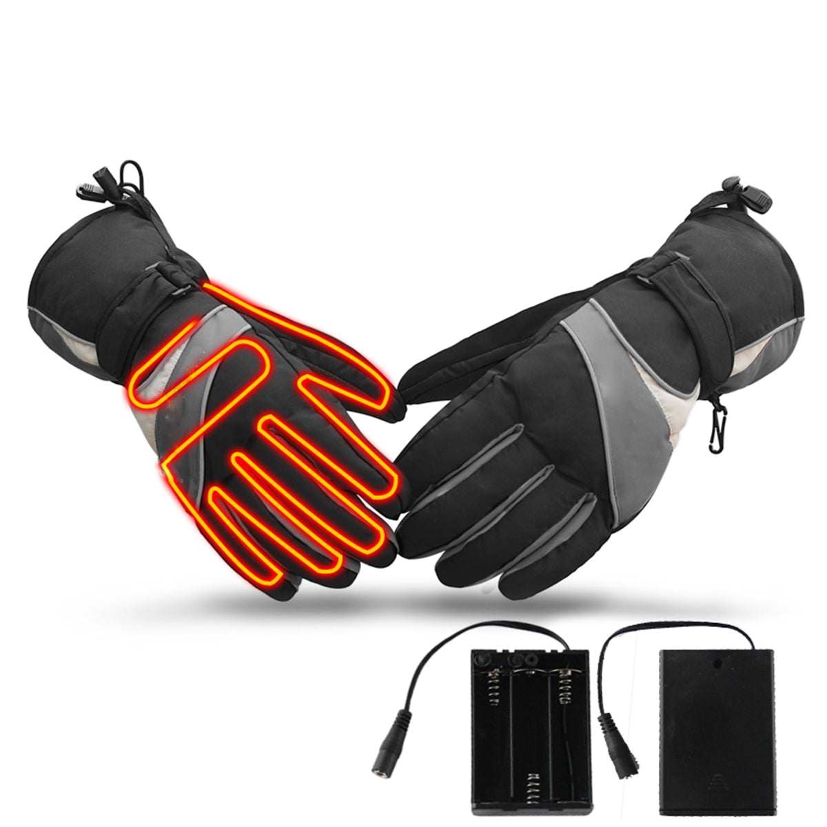 Dark Orange Electric Heated Gloves Motorcycle Winter Waterproof Thermal Outdoor Skiing Warmer