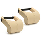 2Pcs Leather Memory Foam Car Neck Rest Pillow Safety Cushion Head Support Covers - Auto GoShop