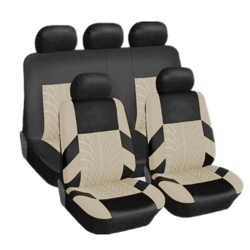 Premium Car Seat Cover Knitted Fabric Mesh Composite 9 Piece Set - Auto GoShop