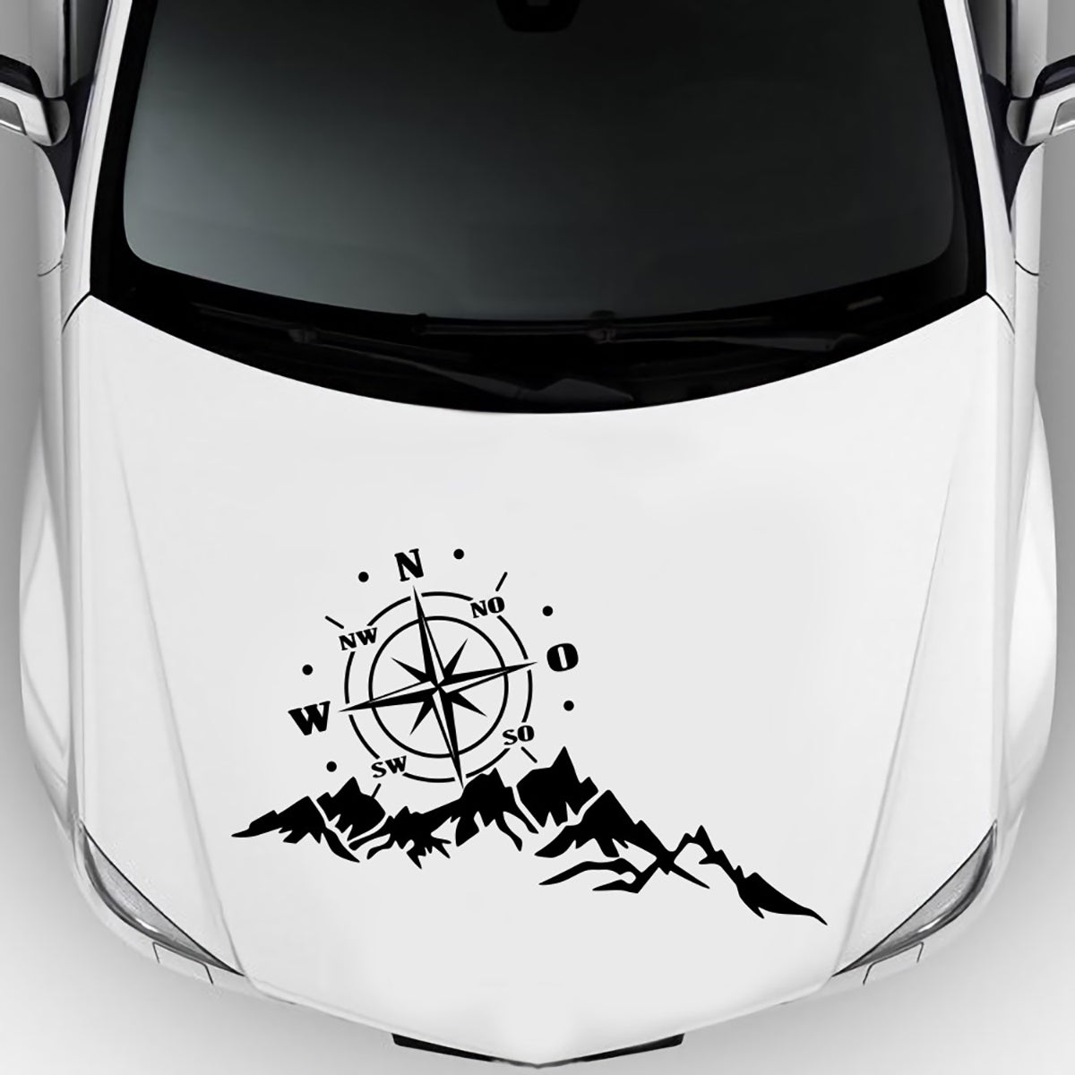 Lavender 65x35cm Sticker Body Hood Vinyl Decal Compass W/ Mountains For Camper Motorhome Boat