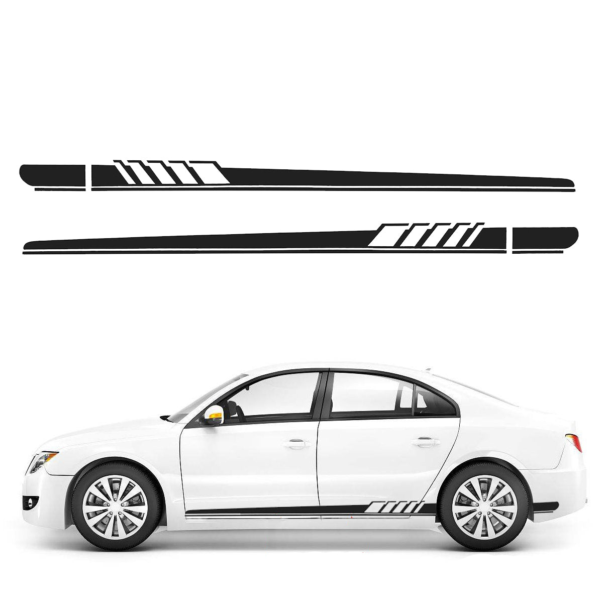 White Smoke 2PCS Car Side Stickers Body Decals Sticker Long Stripes For Mercedes Benz C Racing