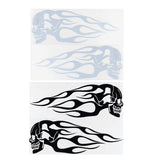 Lavender 2pcs 13.5x5inch Universal Motorcycle Gas Tank Flames Skull Badge Decal Sticker