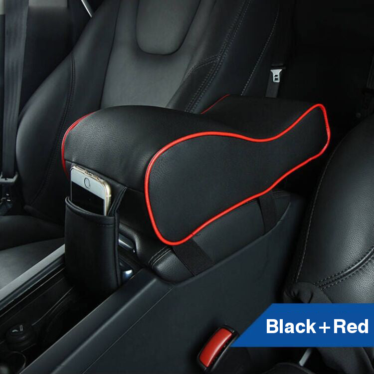 Universal PU Leather Car Arm Rest Pad Memory Foam Auto Arm Rests Covers with Phone Pocket - Auto GoShop