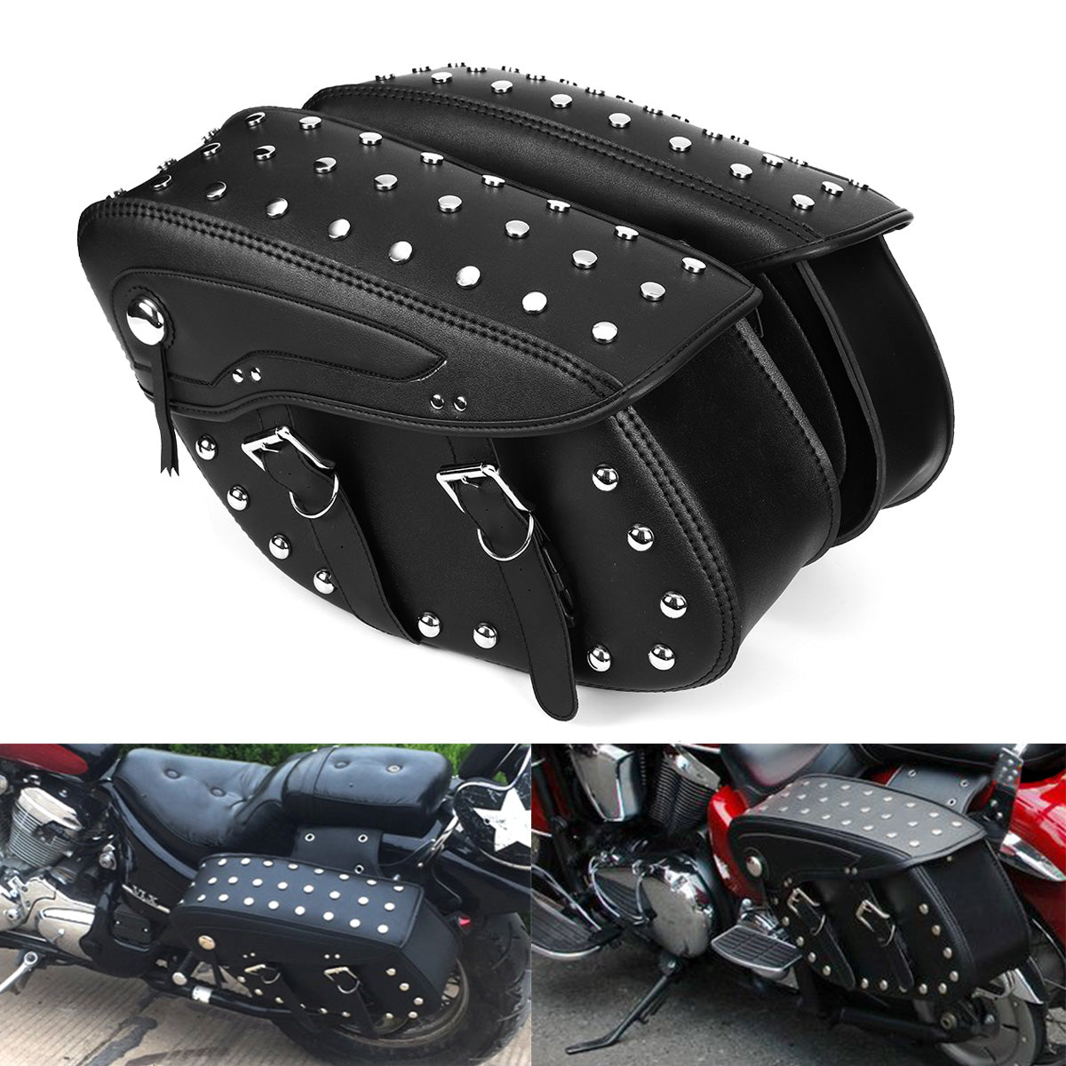 Dark Slate Gray Motorcycle PU Leather Saddlebags Side Bag For Harley Sportster 1200XL 883