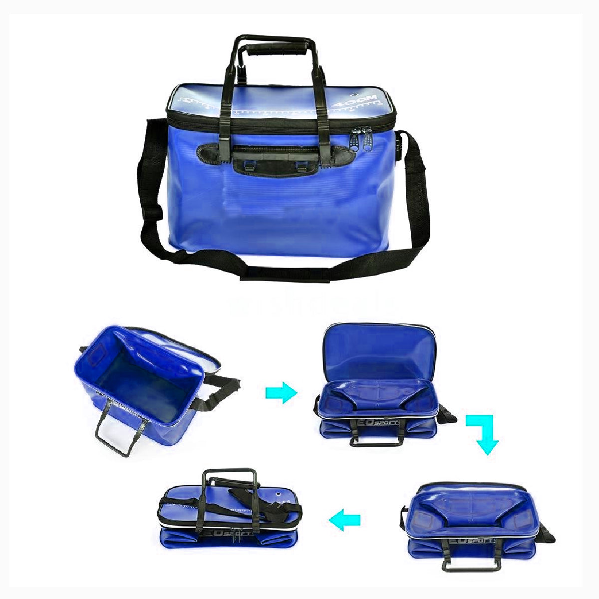 Royal Blue 23L Collapsible Fishing Bucket EVA Foldable Portable With Handle
