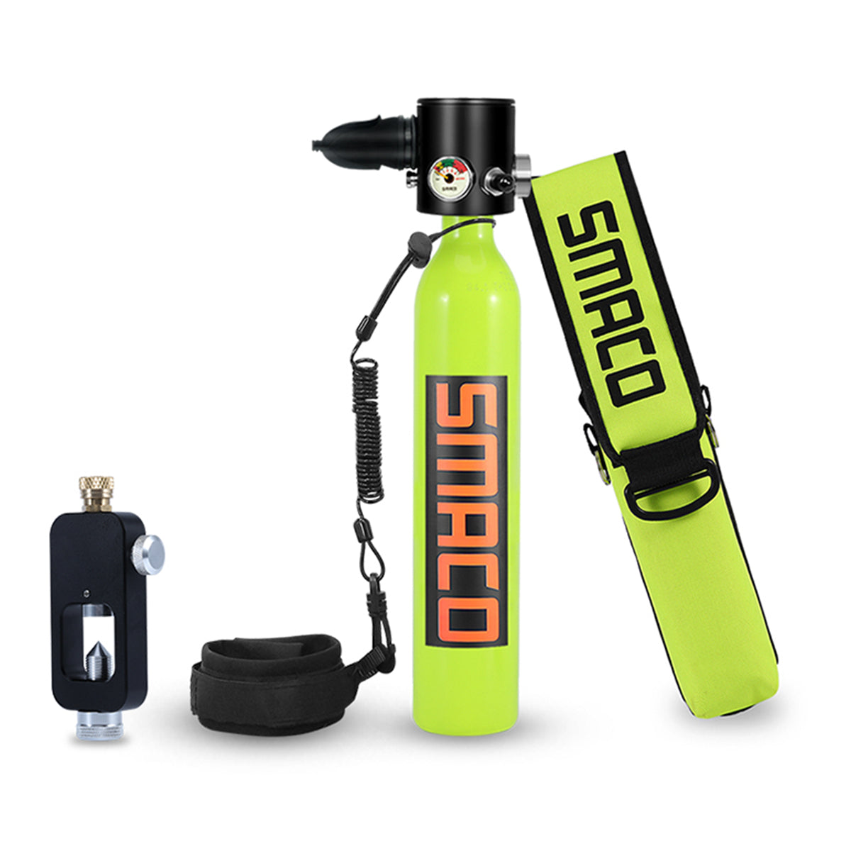 Green Yellow SMACO S300+ D Set 500ML Oxygen Cylinder Diving Equipment Set Multicolor