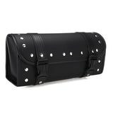 Dark Slate Gray Motorcycle Front Fork Tool Bag Pouch Luggage SaddleBag Black Leather Universal For Touring