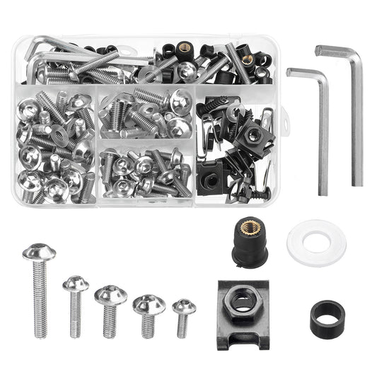 177PCS Black Fairing Bumpers Panel Bolts Kit Fastener Clips Screw for Motorcycle - Auto GoShop