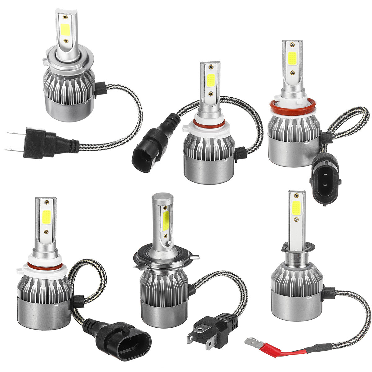 White Smoke 9V-36V H1/H4/H7/H11/9005/9006 COB LED Headlights Bulbs Conversion Kit White
