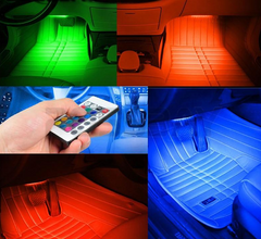 Royal Blue POSSBAY Car RGB Lights LED Strip Neon Lamp Decorative Atmosphere Lights Wireless Remote/Music/Voice Control Car Interior Light