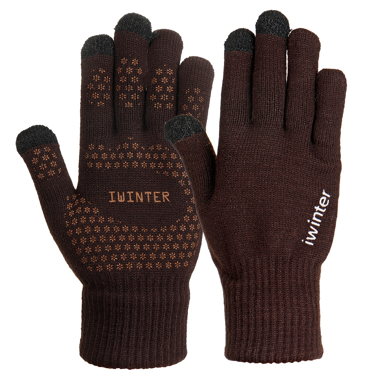 Dark Slate Gray Knitted Touch Screen Outdoor Gloves Motorcycle Winter Warm Windproof Fleece Lined Thermal Non-slip
