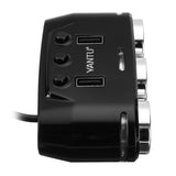 Dark Slate Gray Dual USB Port 3Way Auto Car Charger Cigarette Lighter Socket DC 12V Plug Adapter