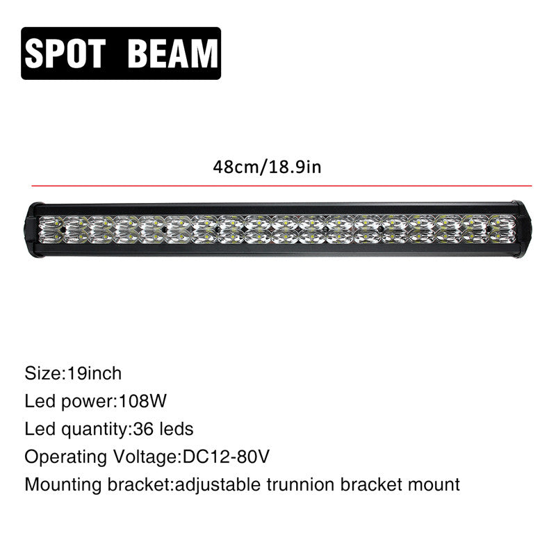 Dim Gray 7Inch/13Inch/19Inch LED Work Light Bar 12LED/24LED/36LED 36W/72W/108W 6500K IP67 12V-80V Slim Single Row Spot Beam Off-Road Waterproof
