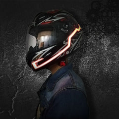 Dim Gray Motorcycle Helmet EL Cold Light Helmet Light Strip Night Signal Luminous Modified Strip Helmet Sticker
