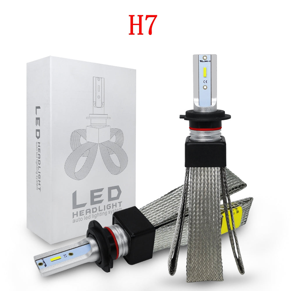 Light Gray Roadsun™ 2pcs 12V/24V T8 LED Bulb H1/H4/H7/H11/9005/9006 White Headlights 60W 6000Lm COB Headlamp Auto Fog Light Lamp Bulb