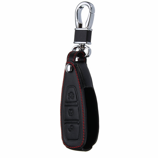Dark Slate Gray 3 Button Leather Remote Key Case Cover For Ford Fiesta Focus Mondeo Kuga