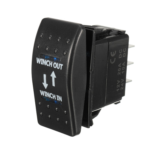 Dark Slate Gray 12V 20A (ON)-OFF-(ON) Rocker Switch Momentary Winch In Winch Out LED 7-Pin