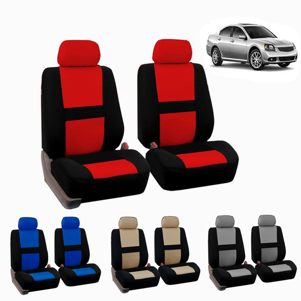 Full Set Car Seat Cover Polyester For Auto Truck SUV 2 Heads Durable Comfortable Breathable 3D Air Mesh Fabric - Auto GoShop