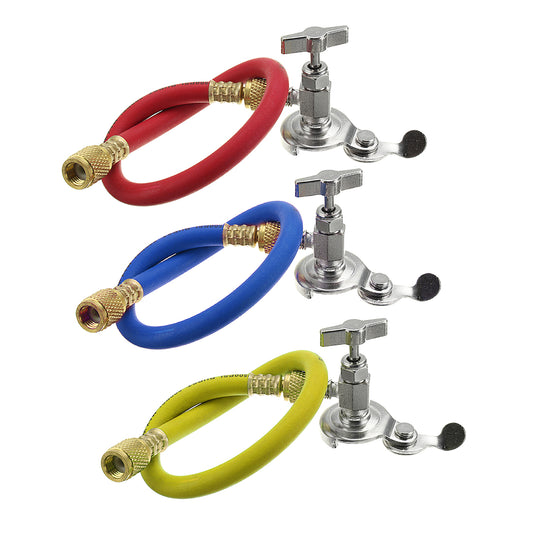 Car R12 R22 Can Tap Tapper Air Conditioner Exhaust Refrigerant Recharge Hose Kit - Auto GoShop