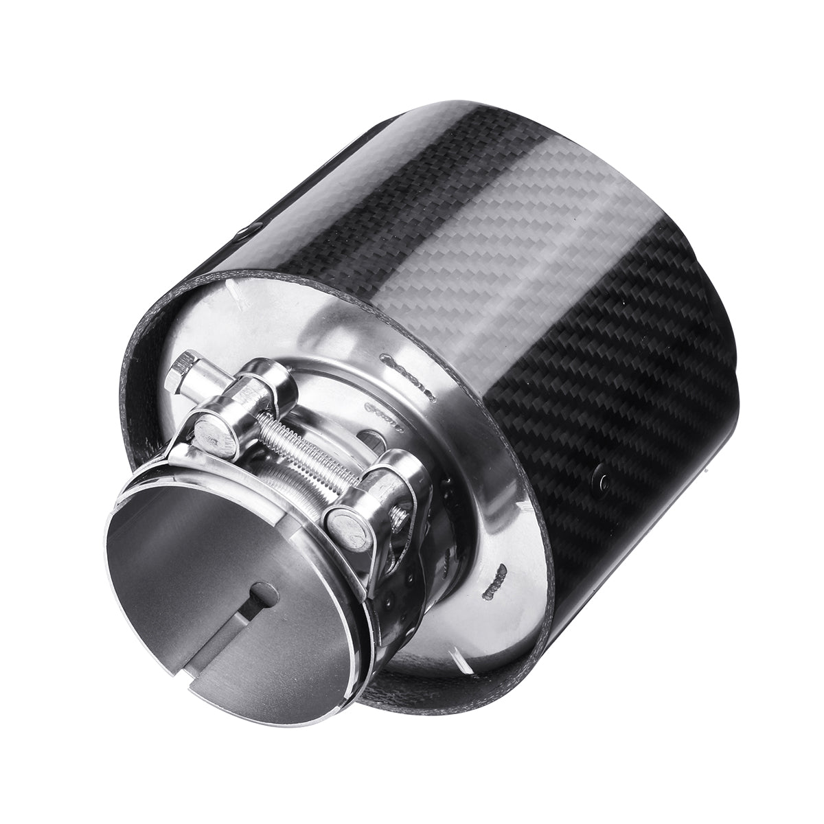 Dark Gray 63MM Inlet 114MM Outlet Car Carbon Fiber Stainless Steel Car Rear Exhaust Tip Pipe Muffler Adapter Reducer Connector