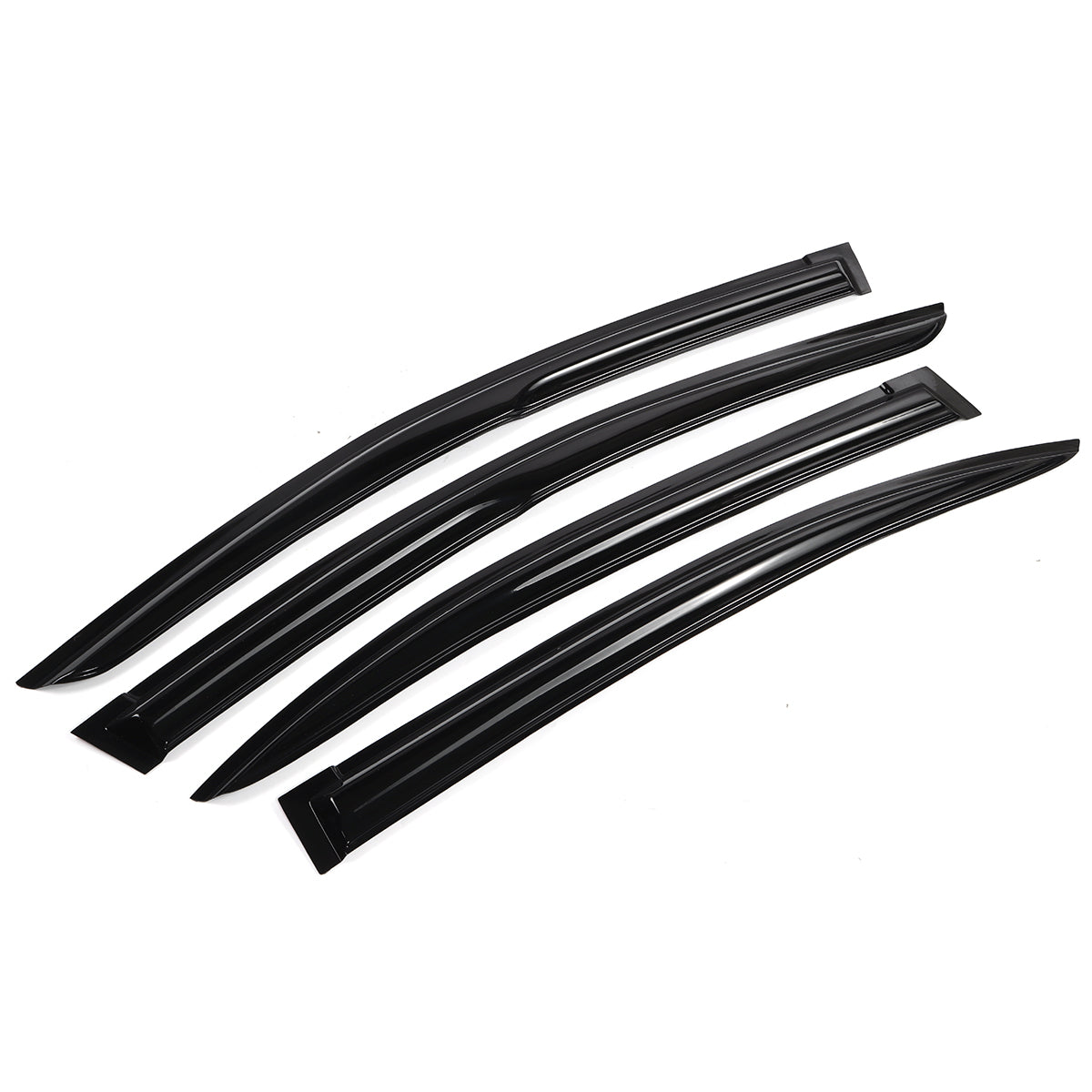 Black 4Pcs For Honda Civic JDM Wavy Mugen 2012-2015 Style Exterior Visor Vent Shades Window Sun Rain Guard Deflector