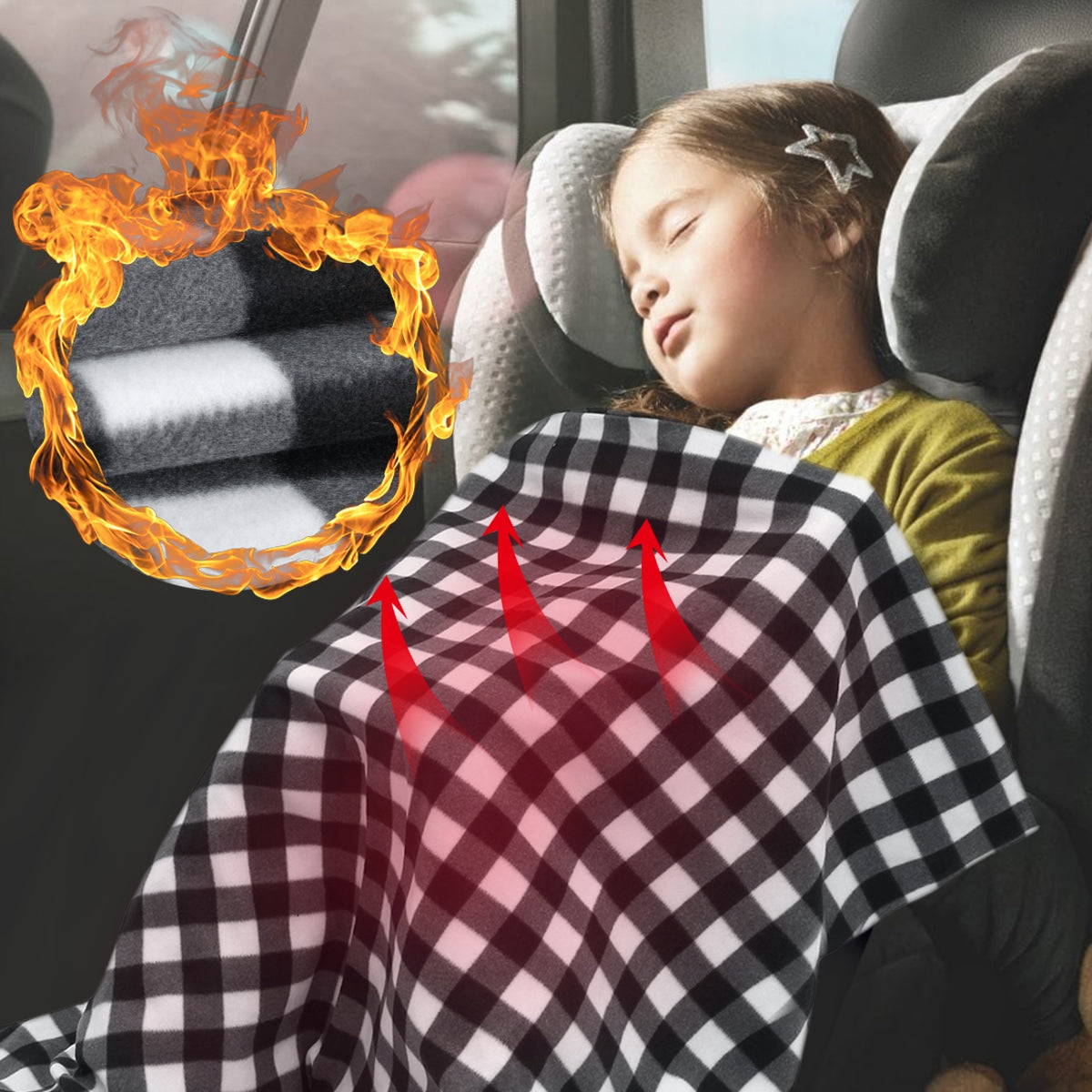 150*110CM Electric Car Blanket Heated 12V Fleece Travel Throw Blanket Warm Gift - Auto GoShop