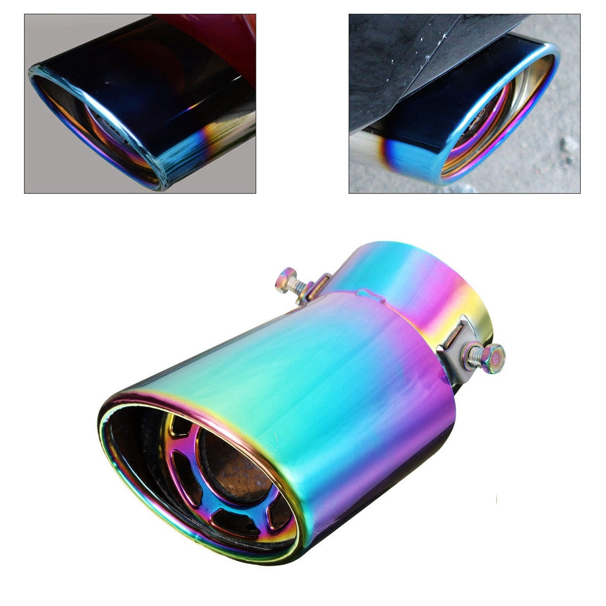 60mm Stainless Steel Universal Curved Car Rear Exhaust Pipe Muffler Tip - Auto GoShop