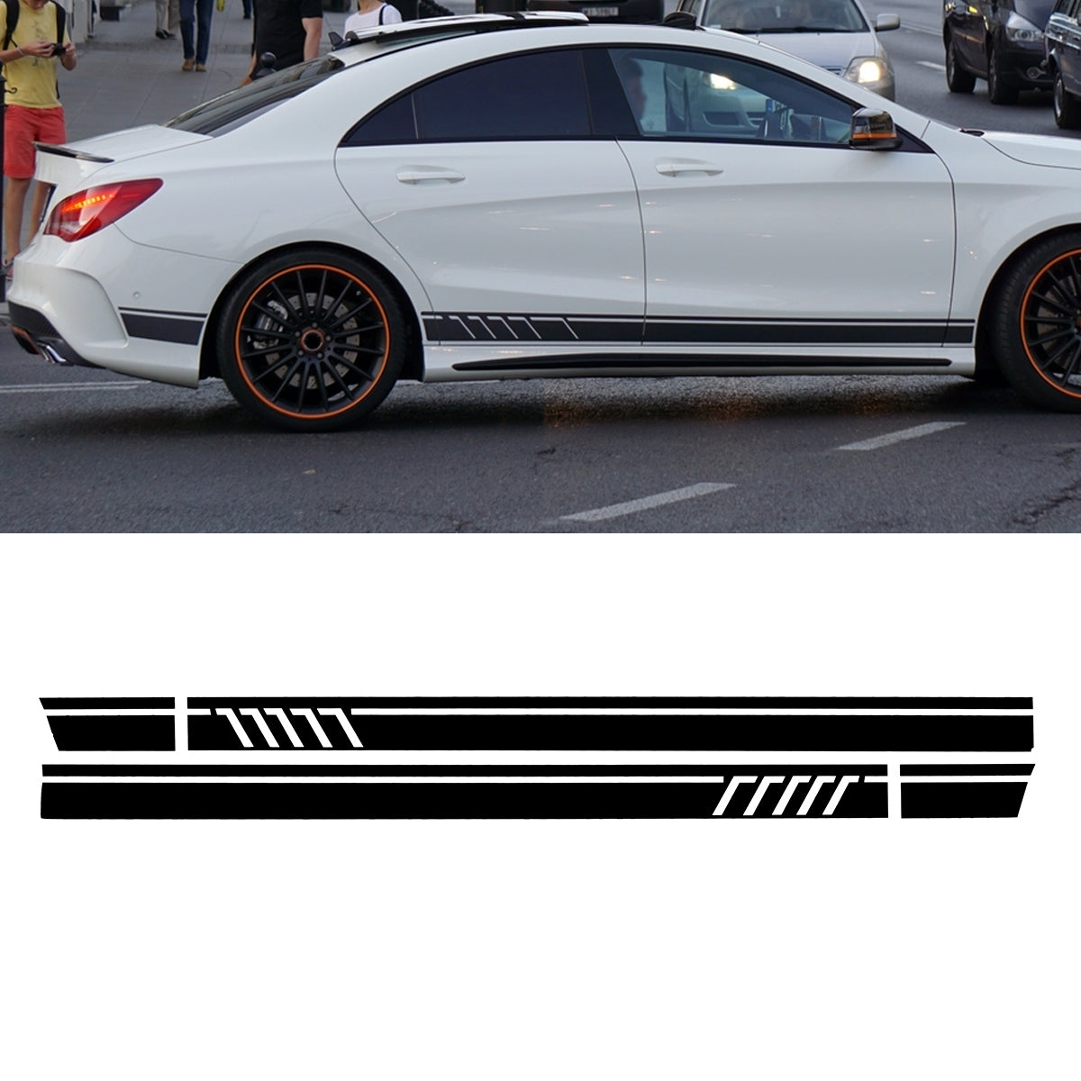 Dark Slate Gray Pair Sport Side Stripes Car Stickers Decals for Benz W117 C117 X117 CLA AMG