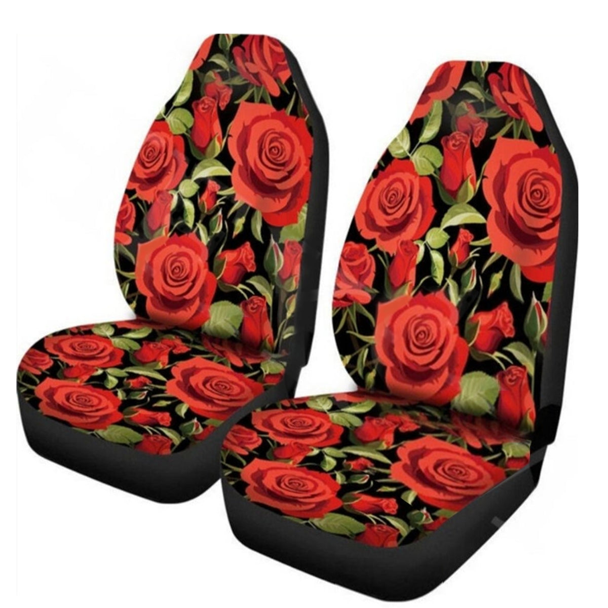 1/2 PCS Universal Car Front Seat Cushion Cover Rose Printed Full Protector - Auto GoShop