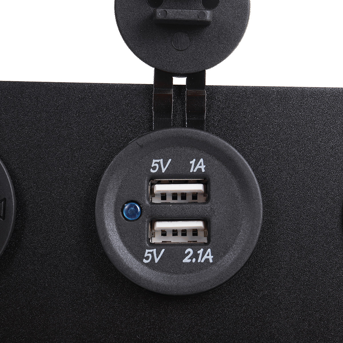 Dim Gray 6 Gang Blue LED Rocker Switch Panel Car Marine Boat Circuit Dual USB Waterproof